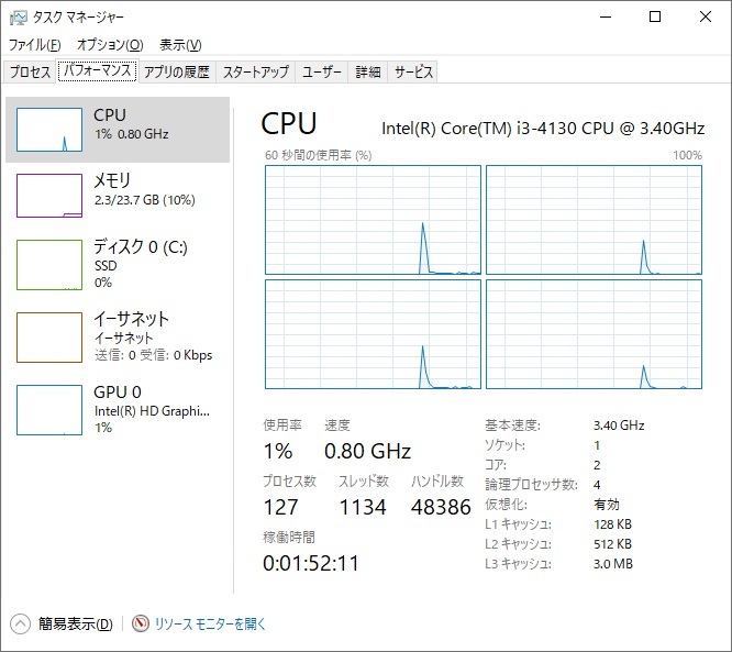 CPU Intel Core i3-4130 2C/4T 3.40GHz SR1NP 動作品、ネコポス発送の画像9