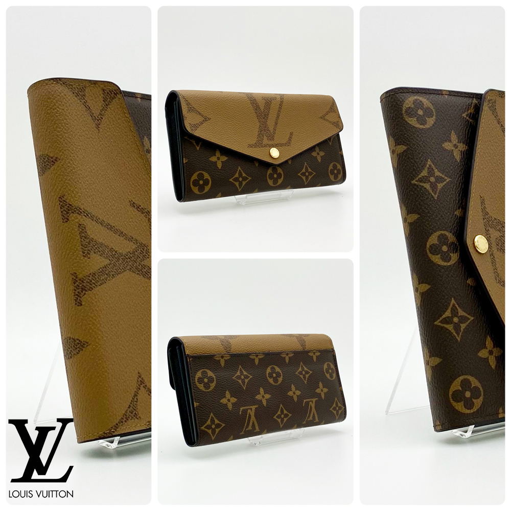 【極美品】ルイヴィトン LOUIS VUITTON モノグラム ジャイアント リバース ポルトフォイユ・サラ M80726 RFID ICチップ 送料無料 送料込み