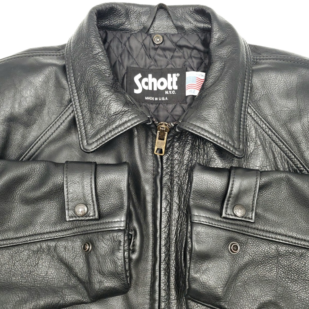 大きいサイズ 42 Schott USA製レザーコート黒メンズXL本革 大きいサイズ 42 Schott USA製レザーコート黒メンズXL本革