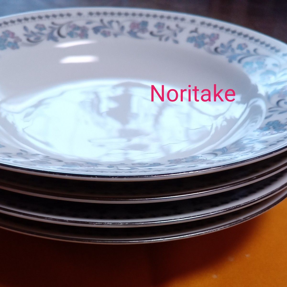 火曜タイムセール☆　Noritake ノリタケ 銀彩 アンティーク 洋食器プレート 皿  4枚  日本製 