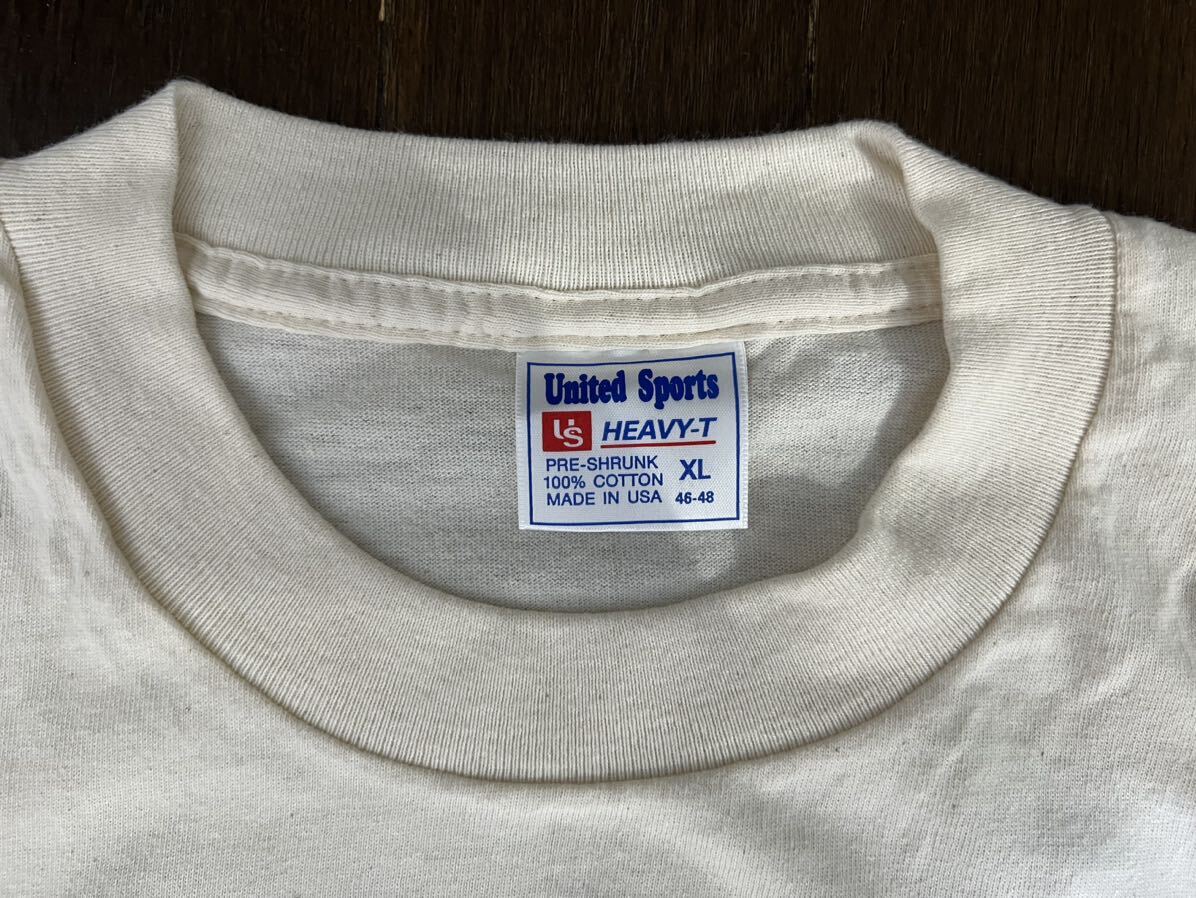 デットストック　MADE IN USAユナイテッドスポーツ5.6オンスヘビーウェイトTシャツ　XLサイズ　2枚セット　ナチュラル　イエロー_画像2