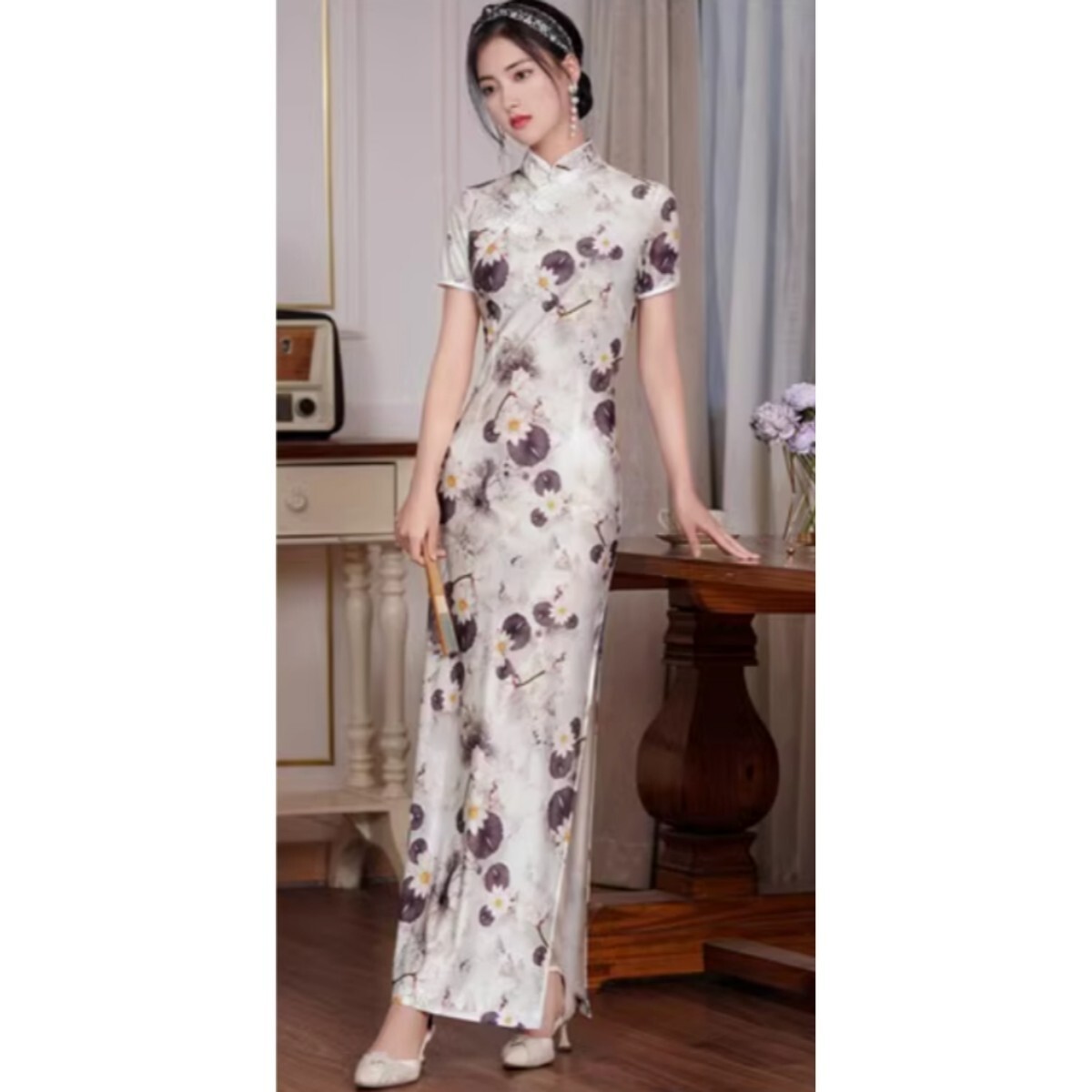  платье в китайском стиле сорочка kyaba платье коричневый ina одежда новый товар костюмы большой размер 5XL 6L размер 