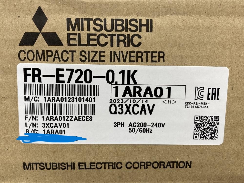 013♪未使用品♪三菱電機 パワフル小形インバータ　FREQROL-E700シリース FR-E720-0.1K 適用モータ容量0.1kW ②_画像3