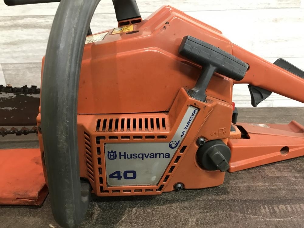 009▼ジャンク品・店頭引取限定商品▼ハスクバーナ Husqvarna チェーンソー 40 不動品 混合燃料の画像3