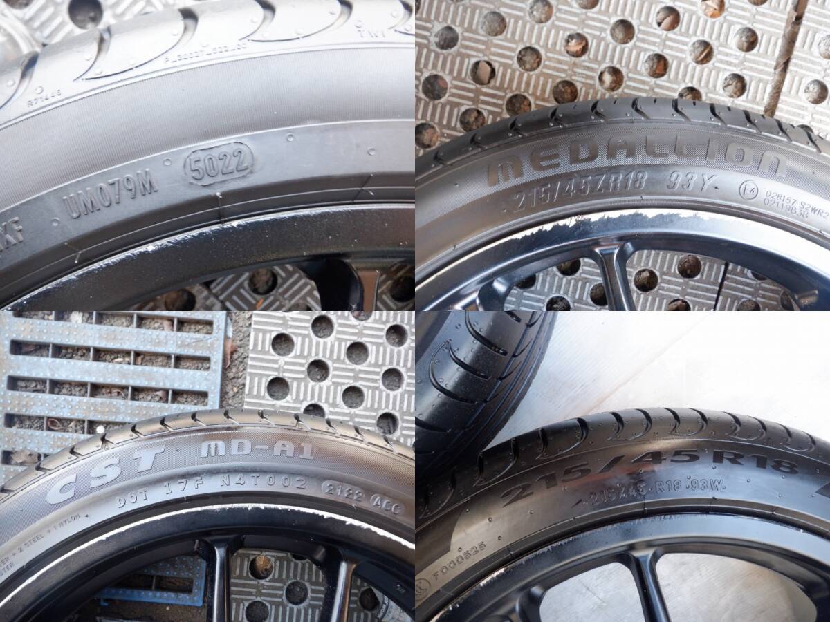 WORK ワーク エモーション 18x7.5JJ(+50)PCD100-5穴 自家塗装? 黒 元白? 215/45R18 レガシィ/60(30)【6-9847】宅配不可(福通営業所止)の画像8