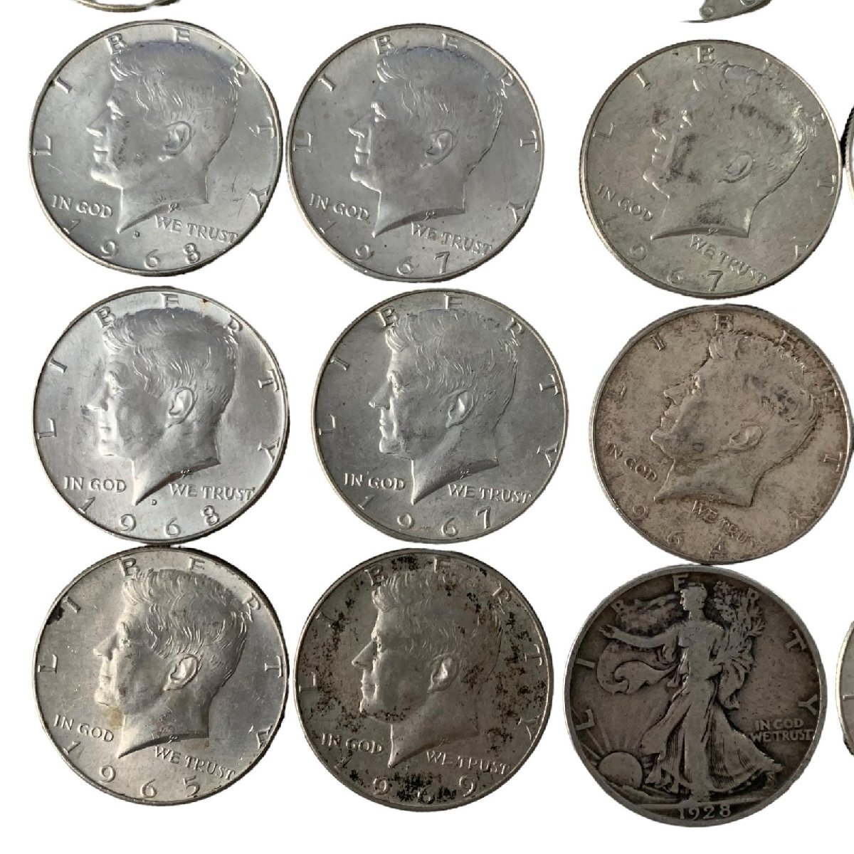 1円 ケネディ ハーフダラー ワンダラー 銀貨など 32枚セット おまとめ 1964年-1969年 1971年 総重量429.7ｇ_画像9