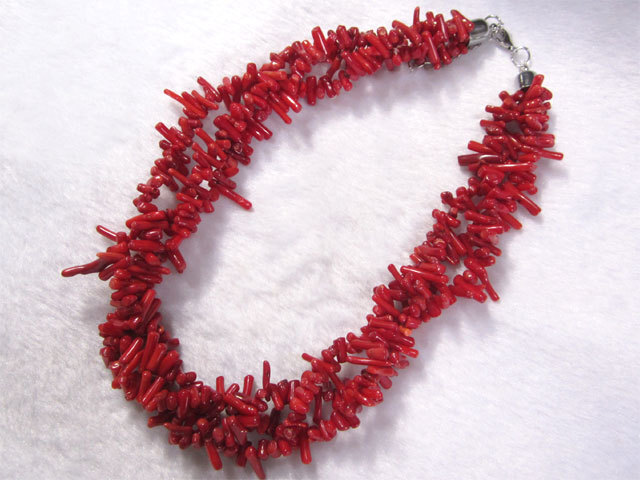 .. necklace 3 ream twist twig red red sea bamboo .. san .01-308