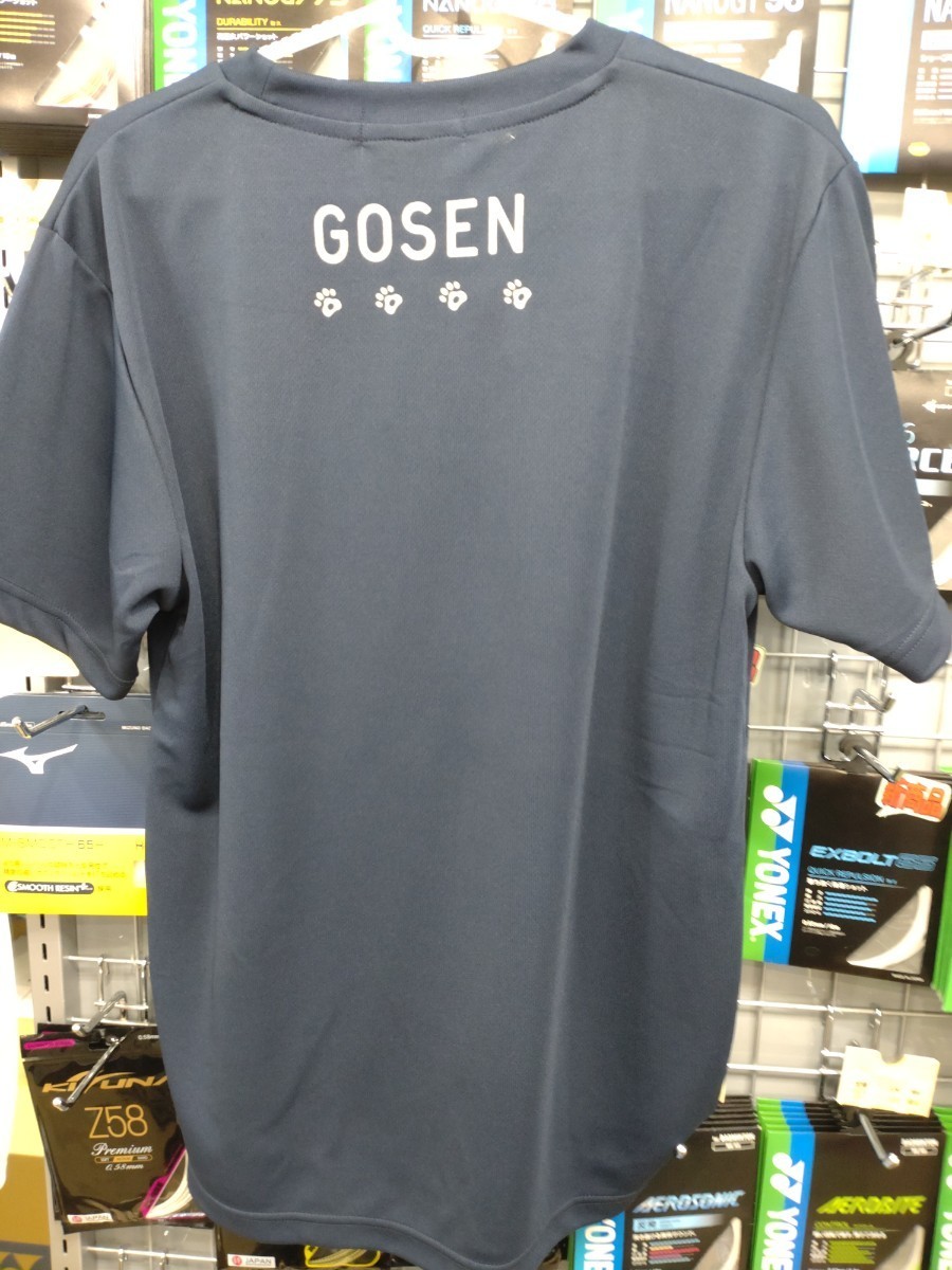 [... cat T-shirt L]GOSEN( Gosen ) Uni dry T-shirt navy L new goods unused tag attaching badminton 2023.11 month sale 