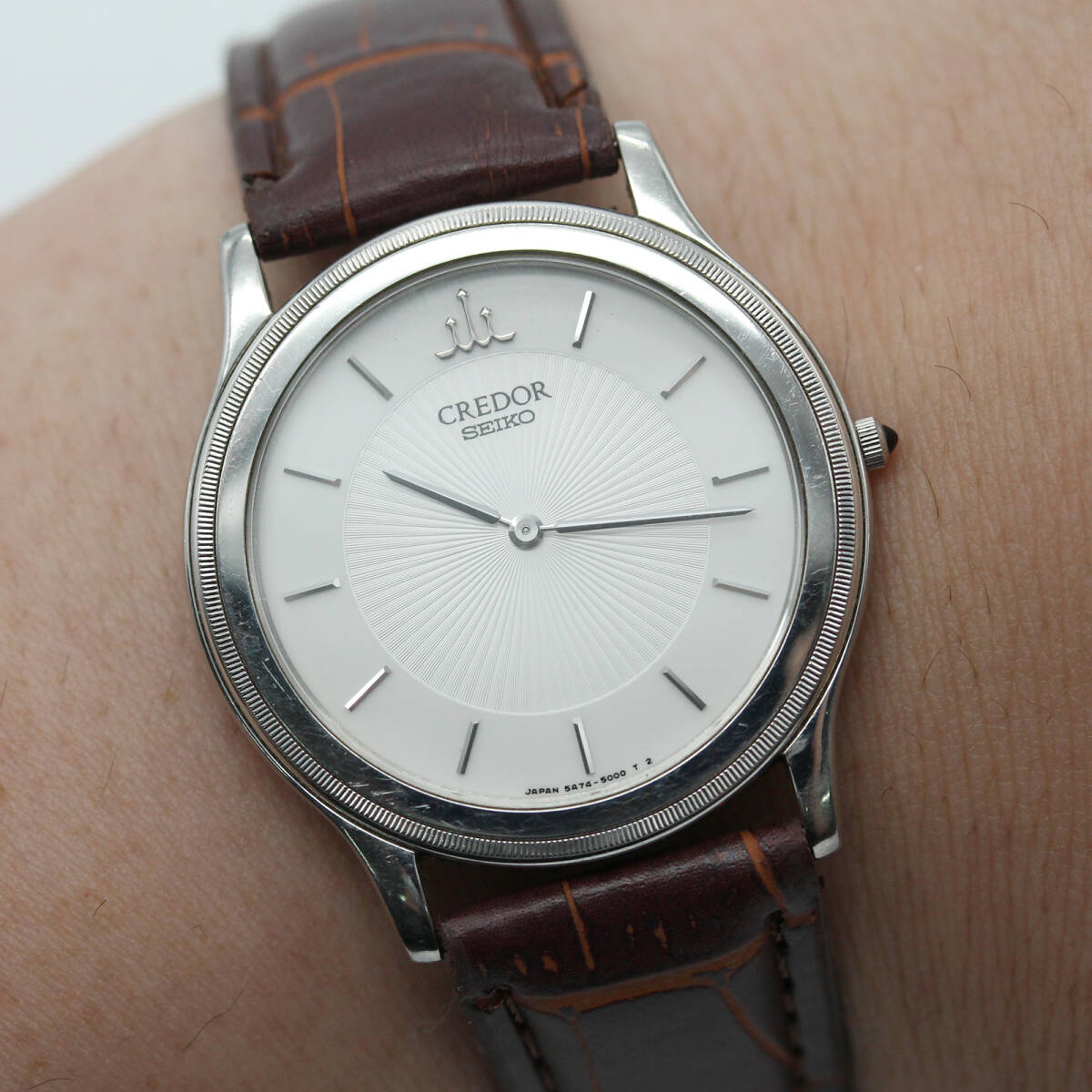 セイコー　クレドール　CREDOR　腕時計　クォーツ　メンズ　K18/SS　裏蓋ネーム刻印　B01139_画像5