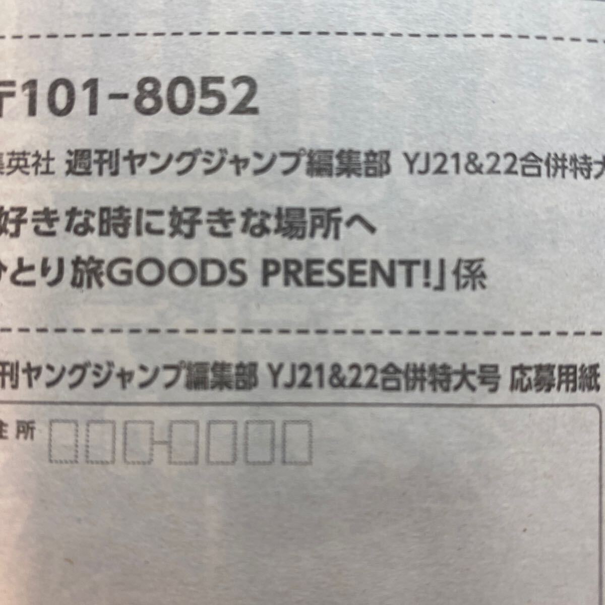 即決!! 週刊ヤングジャンプ 21・22号 藤﨑 ゆみあQUOカードなどが当たる応募用紙１枚の画像3