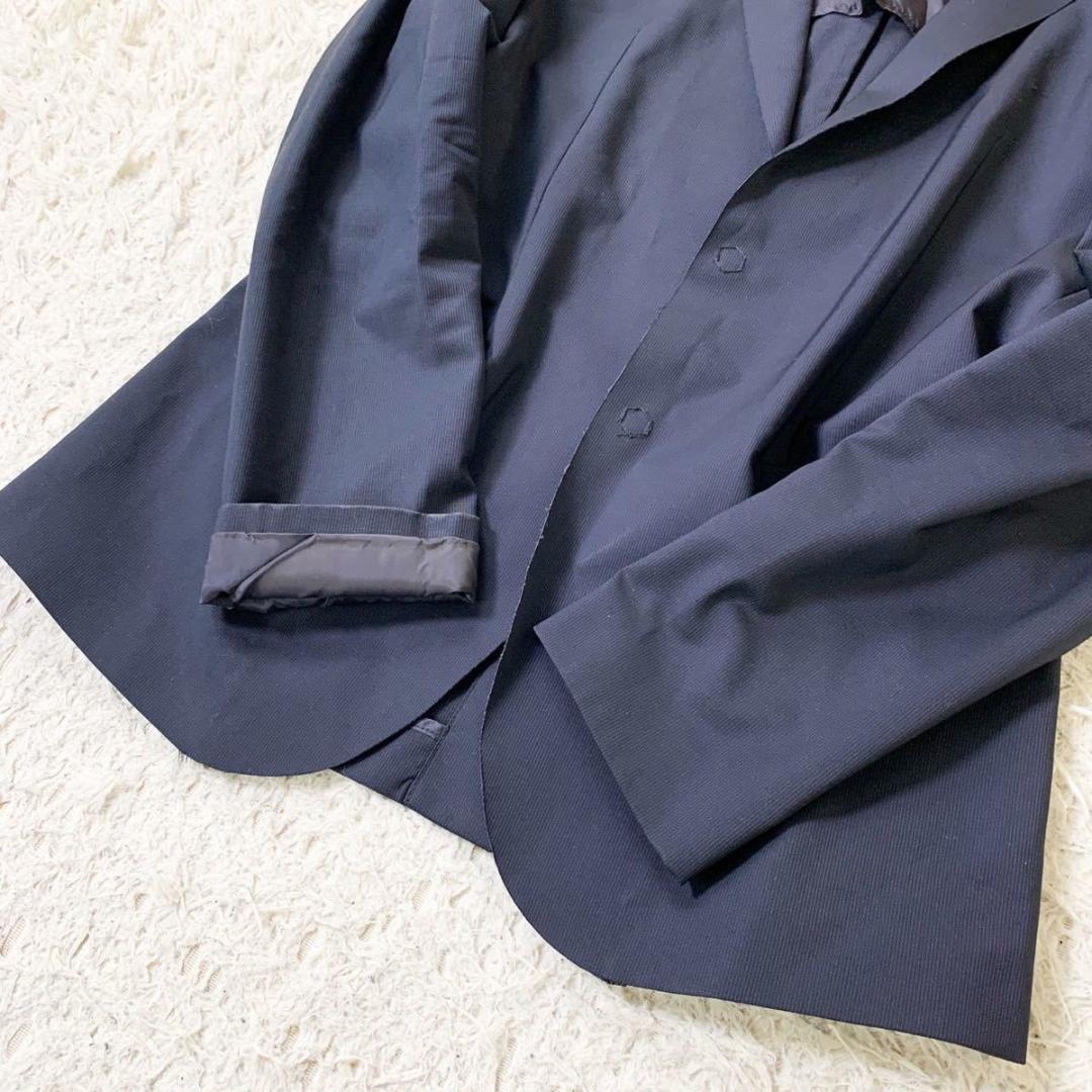 黒タグ ARMANI MILANO LINE スナップボタン 羊毛 ホップサック 春夏 テーラードジャケット 紺ブレザー ネイビー エンポリオアルマーニ XLの画像4