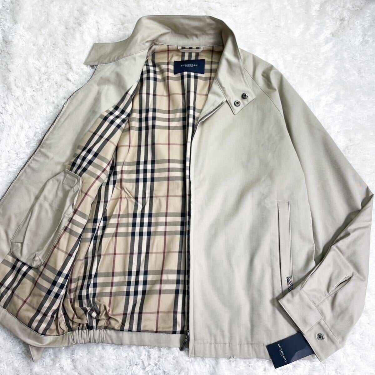 未使用 タグ付き BURBERRY LONDON ストレッチ スイングトップ ハリントンジャケット 裏地全面ノバチェック ベージュ バーバリーロンドン Mの画像1