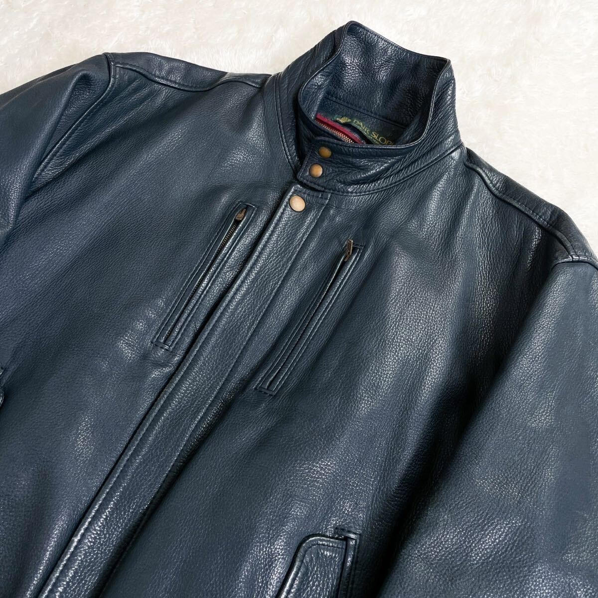  beautiful goods rare LL(XL)PAIR SLOPE sun state liner attaching dark blue navy leather original leather lai DIN g jacket swing Jack pair slope 