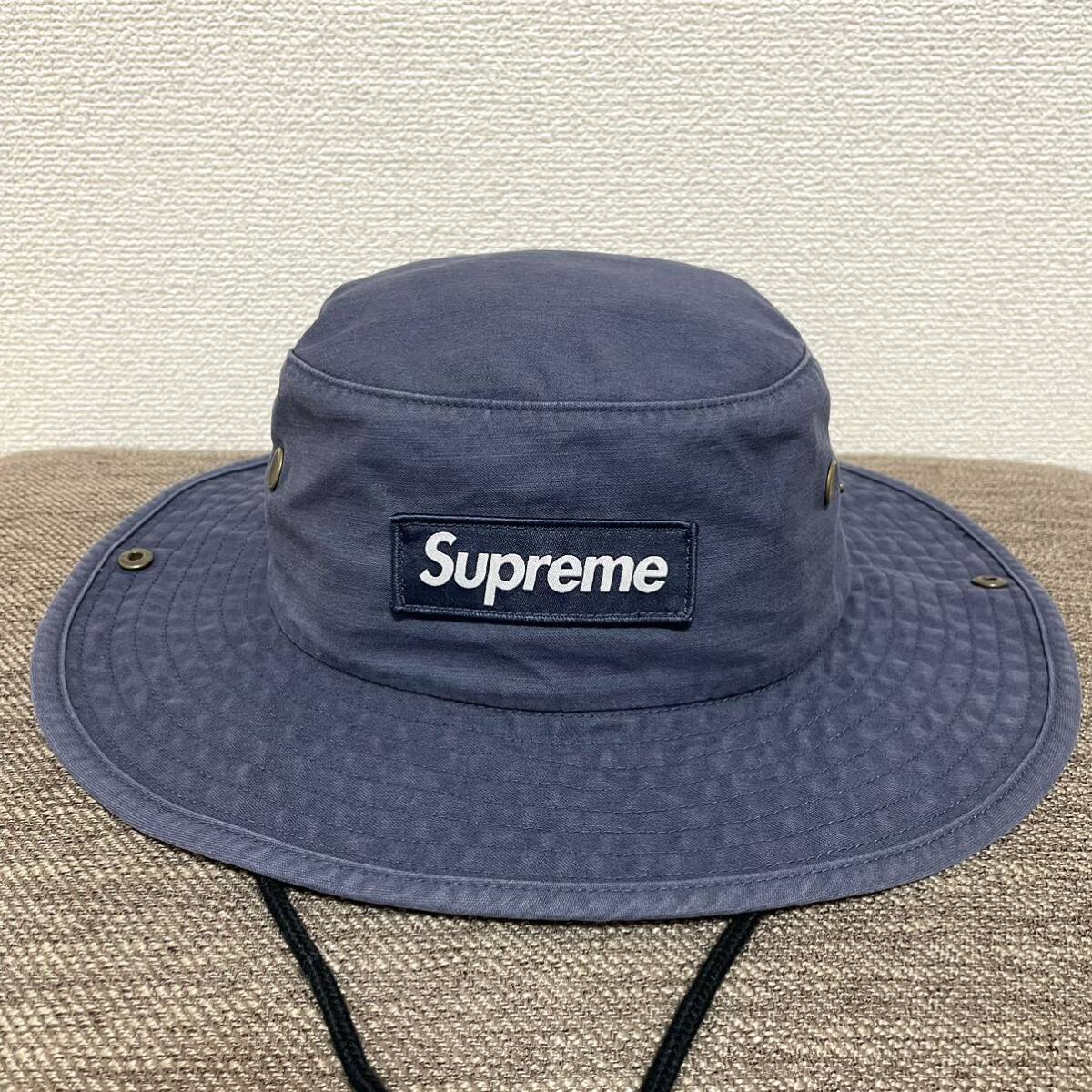 ほぼ新品 Supreme Military Boonie Navy M/L 62.5cm 23aw 2023年 紺 ネイビー ミリタリー ブーニー ボックスロゴ バケットハット バケハの画像1