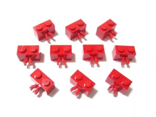 凸レゴ凸　%30237　1x2クリップ付ブロック（赤）　10個_bタイプ混じる場合あります