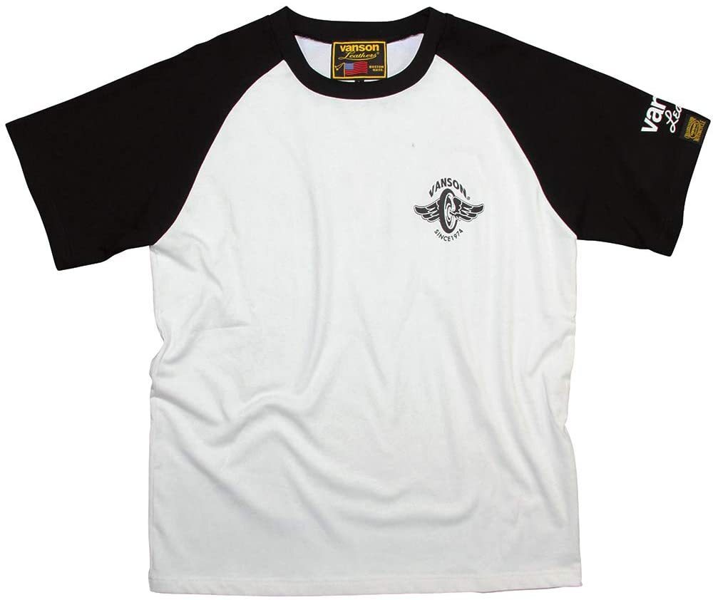 VANSON(ヴァンソン) ラグランコットンTシャツ VSC20805S WHITE/BLACK M_画像1