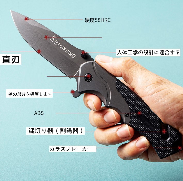 アウトドア ナイフ 折りたたみナイフ 多機能ナイフ フィッシングナイフ ステンレス製 切れ味良い FA49