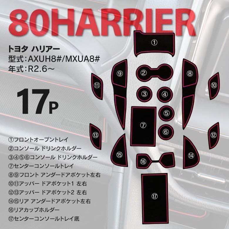 【送料無料】ドアポケットマット 80ハリアー AXUH80系 MXUA80系 ラバーマット【夜光色】の画像2