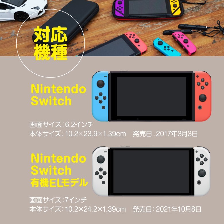 Nintendo Switch 有機EL用 キャリングケース 収納ケース 青 ブルー 画面保護シート付き カセット/ジョイコン/ケーブルもまとめて収納_画像3