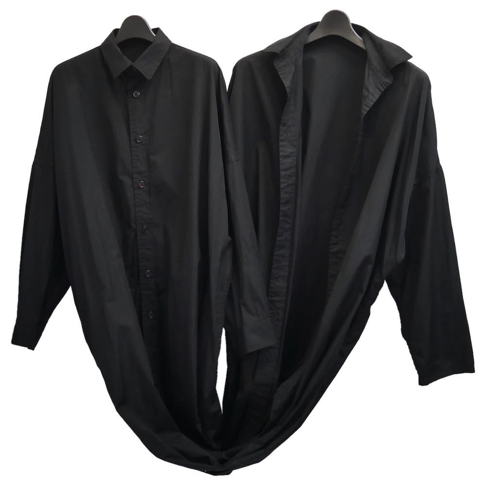 B Yohji Yamamoto 2018aw コットン レイヤード ビッグシルエット シャツ コート 18aw ビー ワンピース ドレス ロング 二重 オーバーサイズの画像5