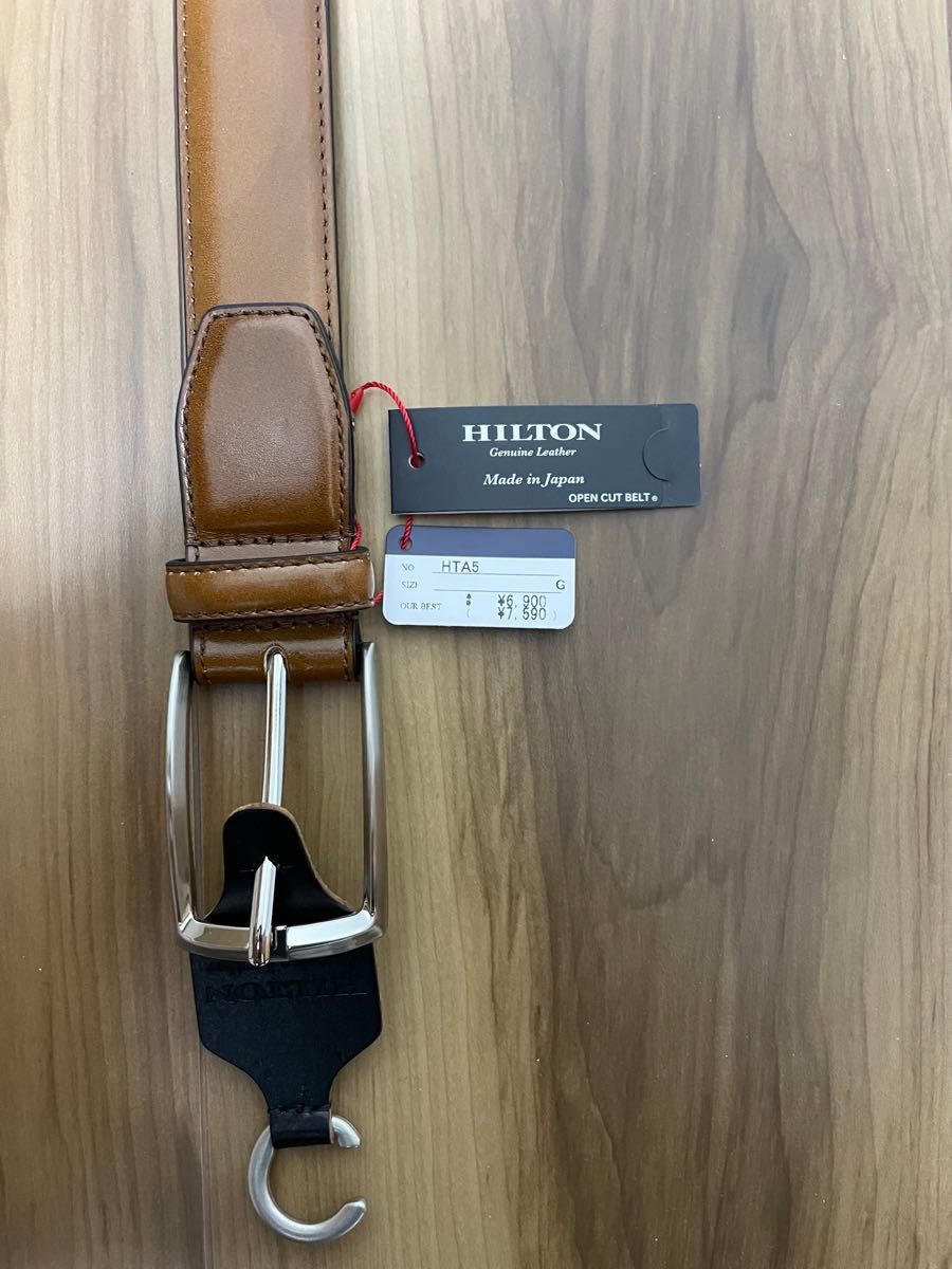 【新品未使用品】HILTON Genuine Leather  洋服の青山　ベルト　beige ベージュ　オープンカット　