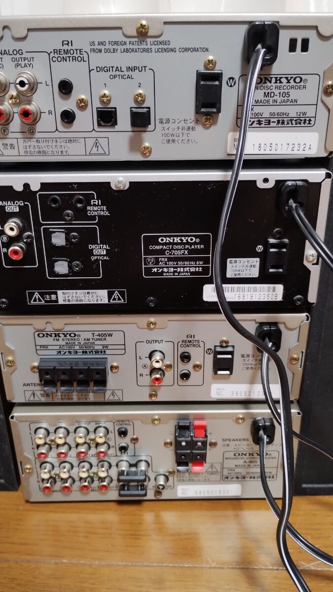 ONKYO オンキョー システムコンポ D-062A/A-905/T-405W/MD-105/C-705FX CD再生可の画像5