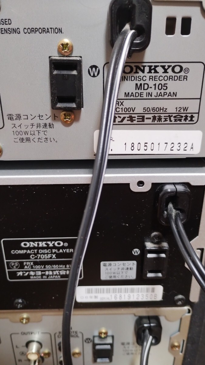 ONKYO オンキョー システムコンポ D-062A/A-905/T-405W/MD-105/C-705FX CD再生可の画像6