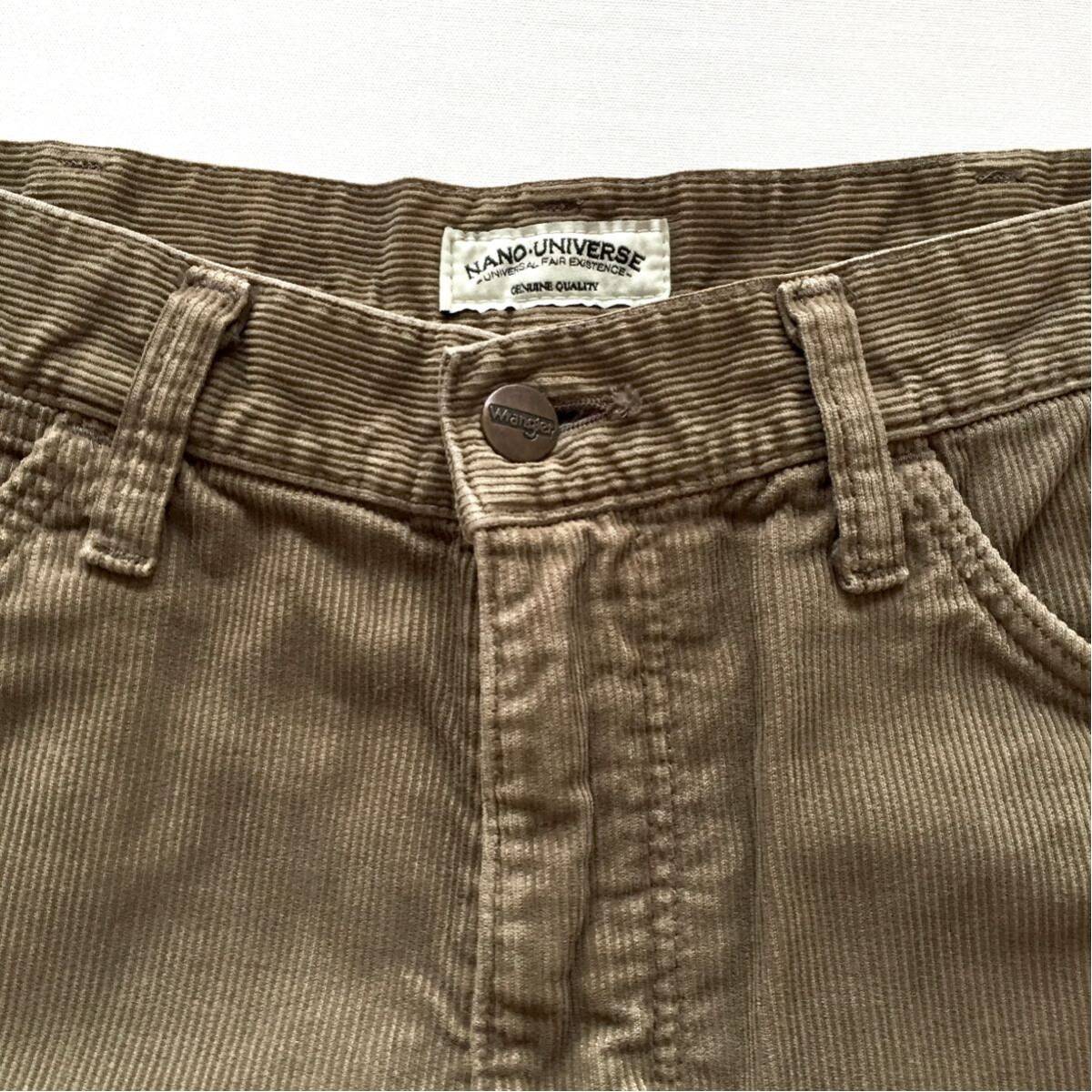 美品 Wrangler NANO universe Corduroy Short pants ラングラー ナノユニバース別注 コーデュロイ ショートパンツ Sサイズ 日本製 膝上丈_画像3