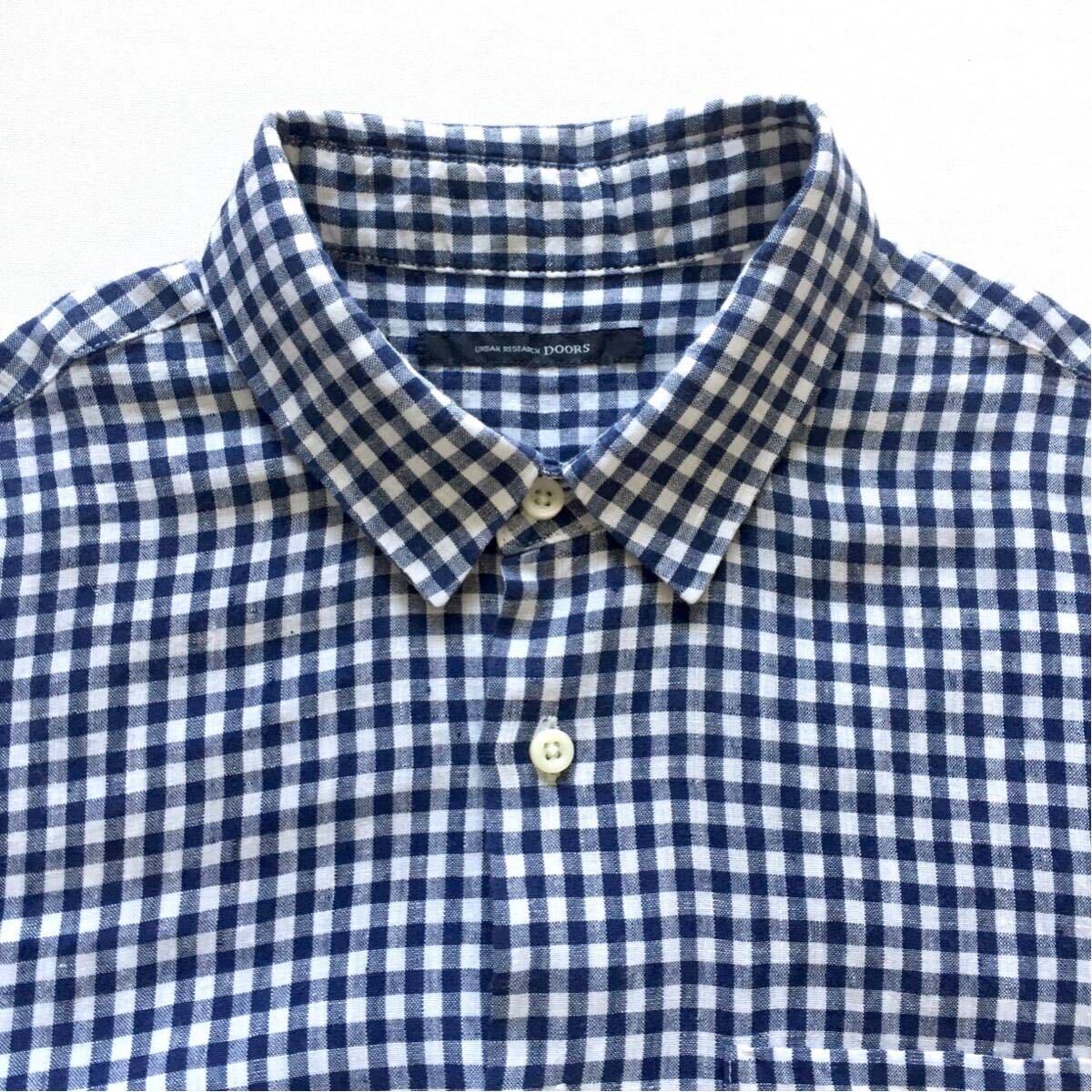 美品 URBAN RESEARCH DOORS Gingham check shirt アーバンリサーチドアーズ ギンガムチェックシャツ Mサイズ 半袖シャツ ショートスリーブ_画像2