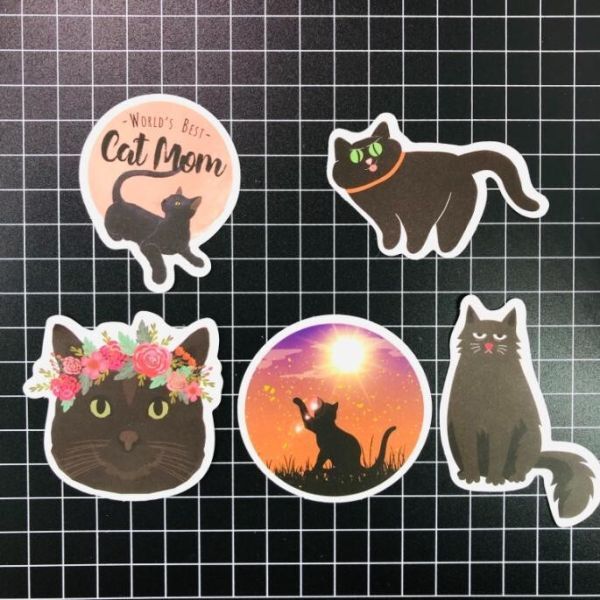防水ステッカー　10枚セット　『 ペット　猫　ネコ　CAT　黒ネコ　可愛い 』　　(STK031)_画像2