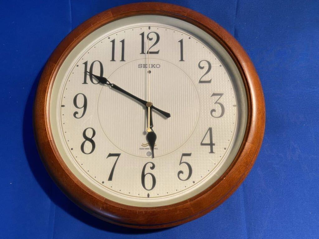 掛け時計 電波時計 セイコー タイムクリエーション KS275B 光センサー おやすみ秒針（夜秒針が止まる）動作品 アナログ 丸時計 茶の画像3