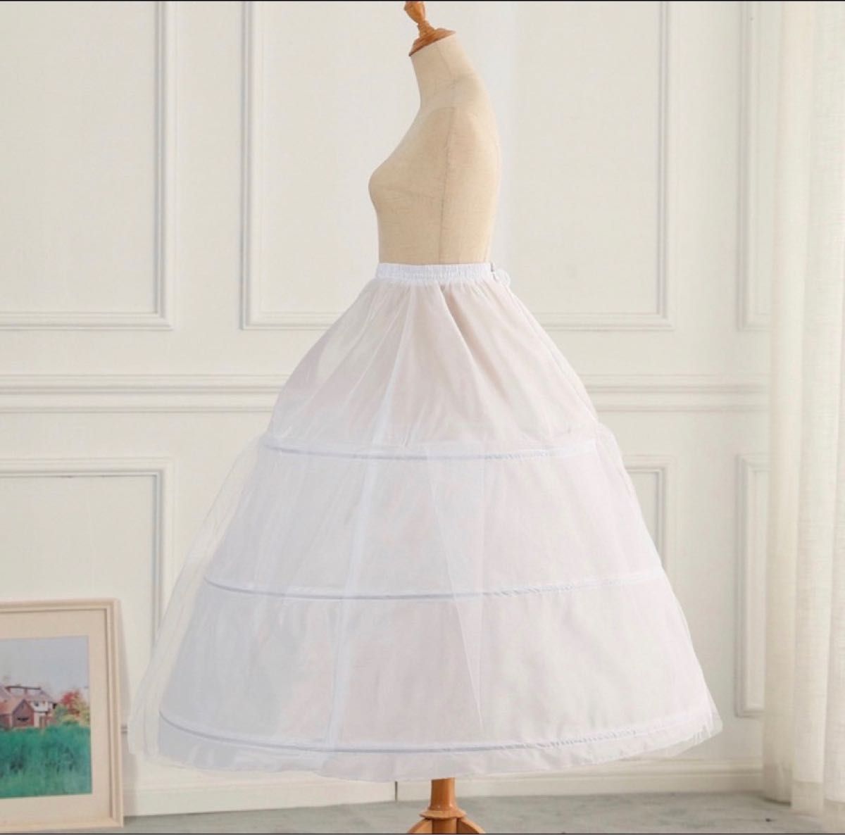 ペチコート  ドレス　パニエ ウエディング コスプレ　調整可能 インナー 白 ホワイト