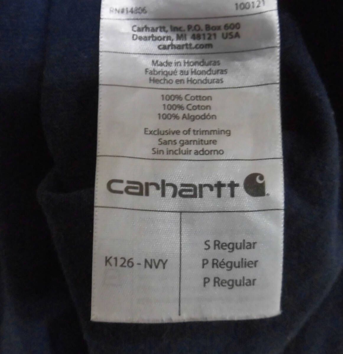 β CARHARTT カーハート K126 L/S POCKET TEE ロングスリーブ ポケット Tシャツ 長袖 S ネイビー_画像4