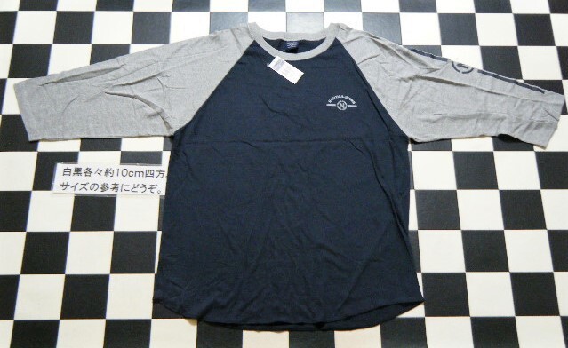 NAUTICA ラグラン ロング Tシャツ L 紺灰 れ4731　USAサイズ　