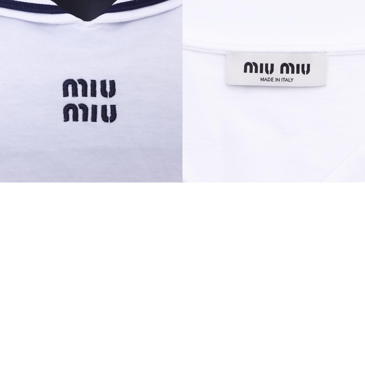 ミュウ ミュウ Miu Miu 半袖Ｔシャツ Size:XS ロゴ ノースリーブ マリン ホワイト_画像10