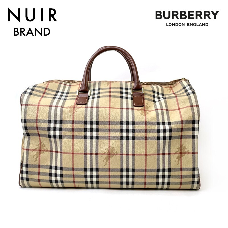 【先着50名限定!!今スグ使える3つのクーポンを緊急配布中!!】 バーバリー BURBERRY ボストンバッグ PVC ベージュ_画像1