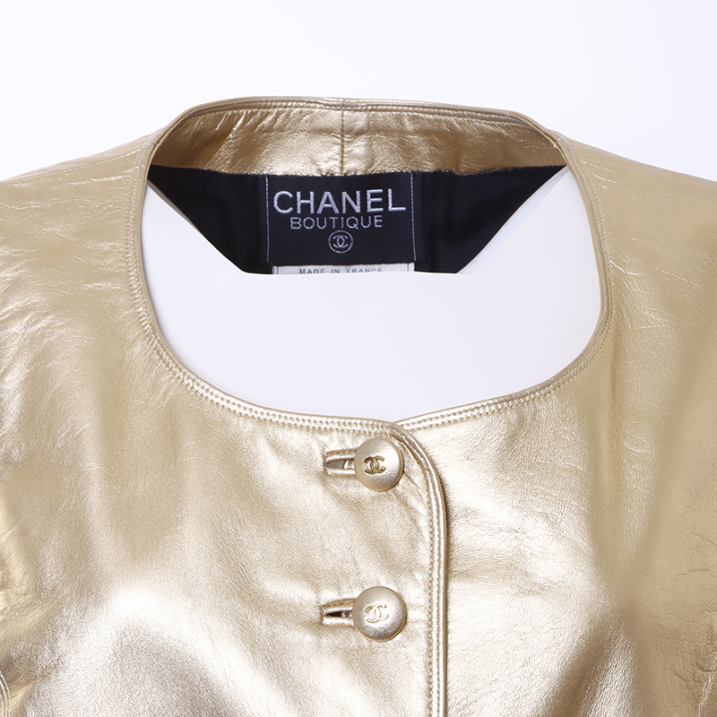 シャネル CHANEL ベスト ココボタン レザー 94A Size:42 ゴールド_画像5