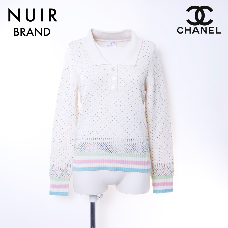 シャネル CHANEL ポロシャツ ニット カシミヤ ホワイト_画像1