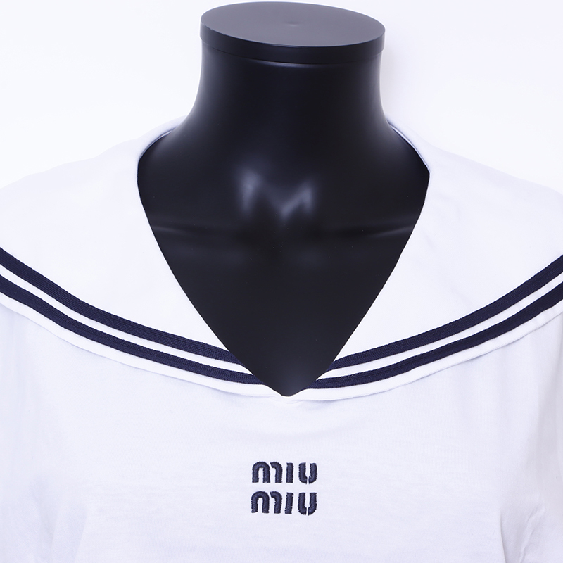 ミュウ ミュウ Miu Miu 半袖Ｔシャツ Size:XS ロゴ ノースリーブ マリン ホワイト_画像5