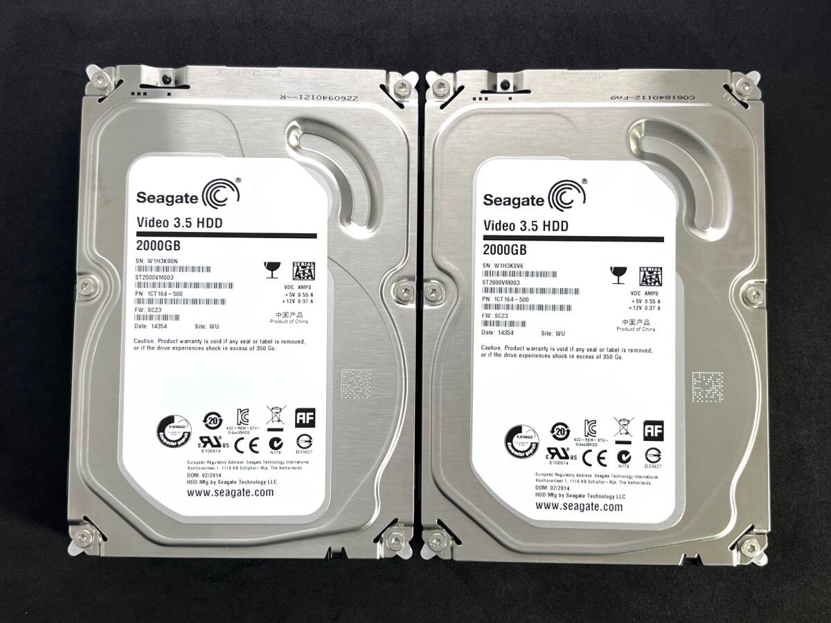 【送料無料】 2個セット ★2TB★ ST2000VM003 / Seagate【使用時間：1ｈ＆4ｈ】新品同様 3.5インチ AVコマンド ST2000VM003-1CT164 FW:SC23の画像1