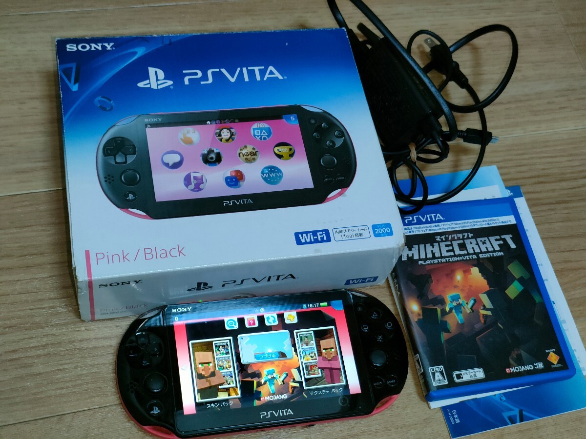 ジャンク！ PCH-2000 ZA15 Wi-Fi PSVITA SONY PlayStation 本体 Pink/Black ピンク　ブラック PCH-ZAC1アダプター付
