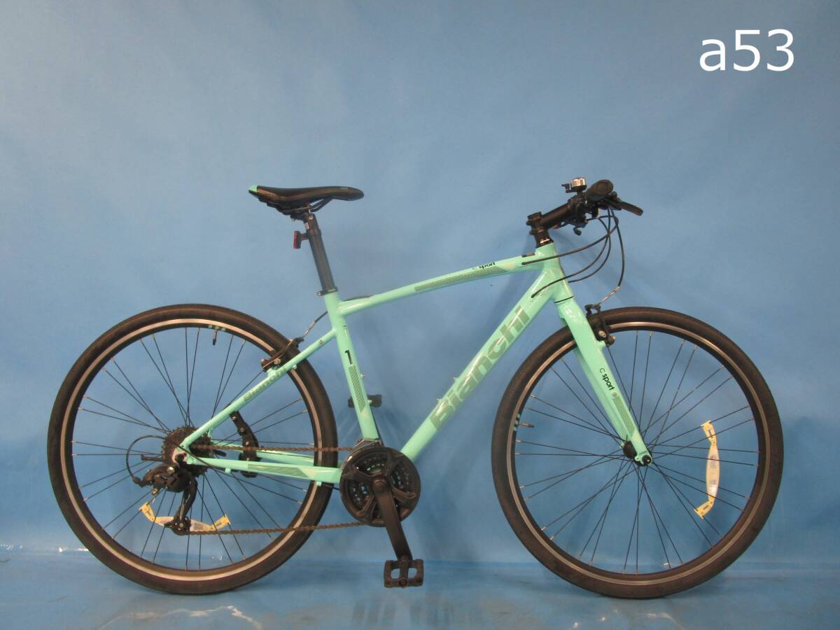 ☆大阪西淀☆ BIANCHI C・SPORT1 アルミ チェレステ クロスバイク 700C 3×8 ビアンキ カメレオンテ SUNRACE M50 中古 自転車 a53の画像1