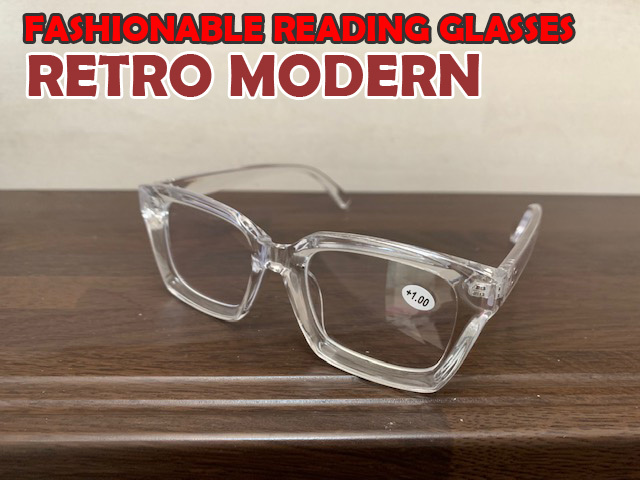 おしゃれ　レトロ　モダン　ポップ　老眼鏡　1.0　丸メガネ　クリア　リーディンググラス　シニアグラス