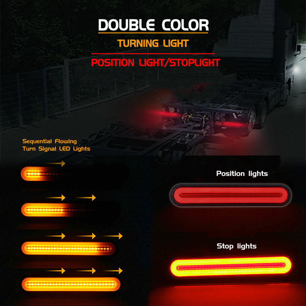 汎用LED テールランプ シーケンシャルウィンカー内蔵 12/24V対応 チューブ 小型 ミニサイズ トレーラー スモーク Sの画像5