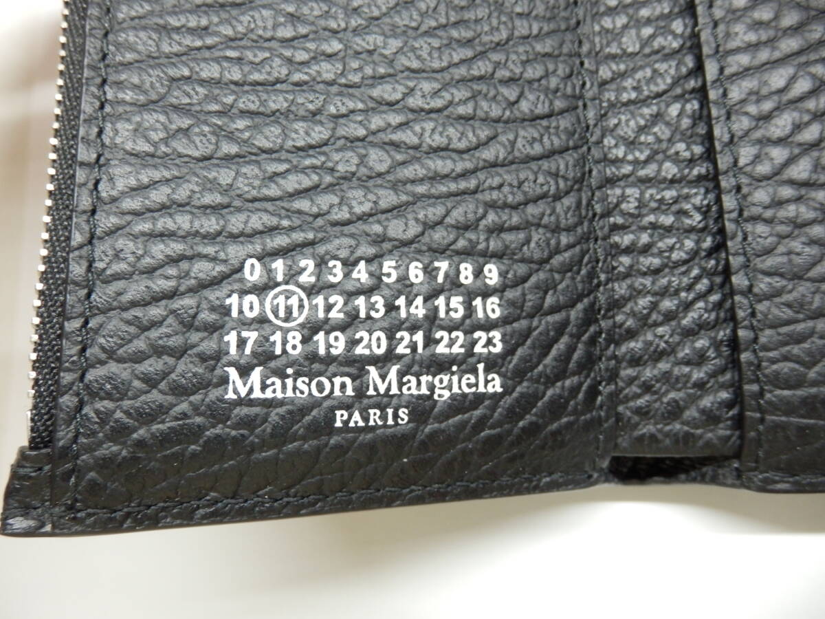 172H821D◆【美品】Maison Margiela メゾンマルジェラ SA3UI0010 ZIP COMPACT TRI FOLD WALLET 三つ折り財布 レザー ブラック_画像7