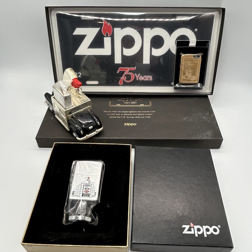【K-11】レア 未使用 ZIPPO ZIPPOCAR ジッポカー 75周年 ナンバープレート 60th Anniversary 卓上 オイルライター 現状品  の画像1