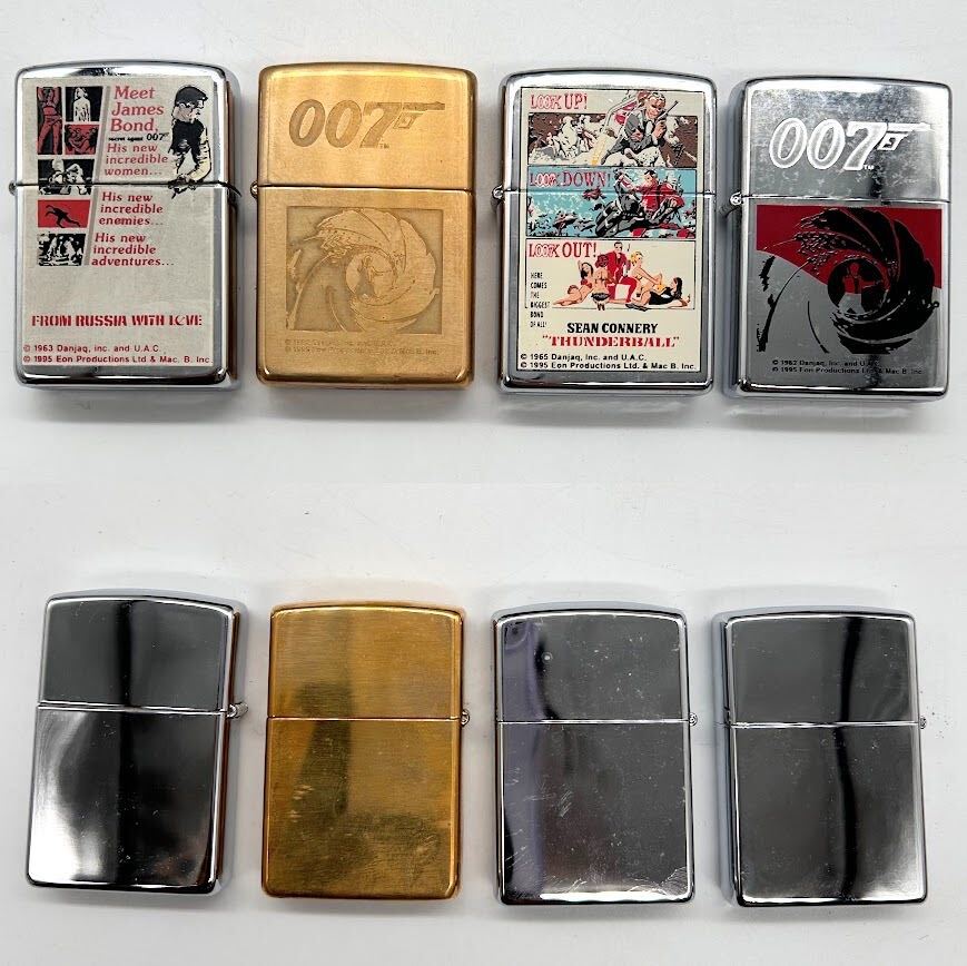 【Y-44】 007 ZIPPO ジェームズボンド JamesBond ダブルオーセブン ジッポ オイルライター 未使用 8点セット 着火未確認 現状品の画像4