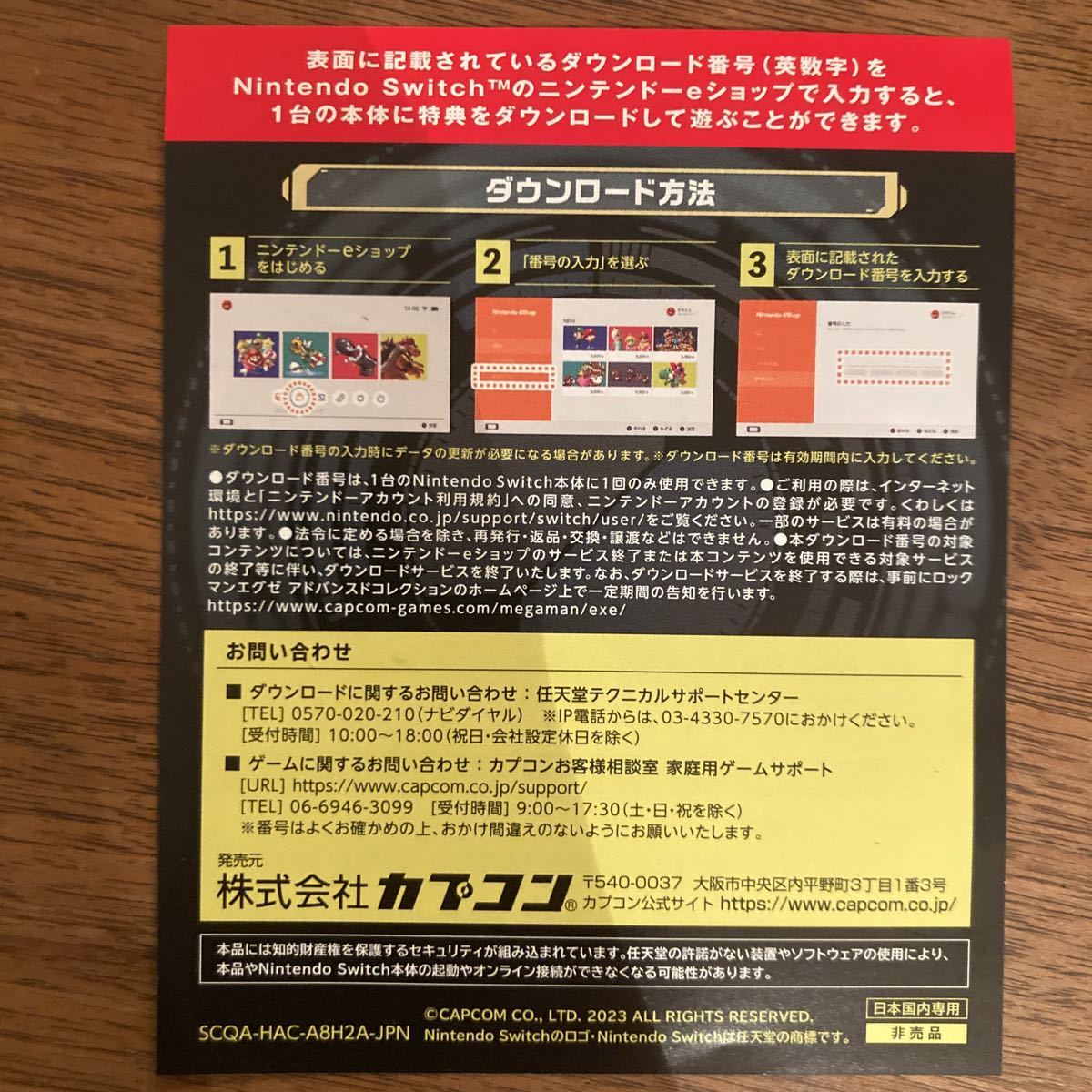 switch版　ロックマンエグゼ アドバンスドコレクション 数量限定特典 カスタムPETパック　ダウンロードコード_画像2