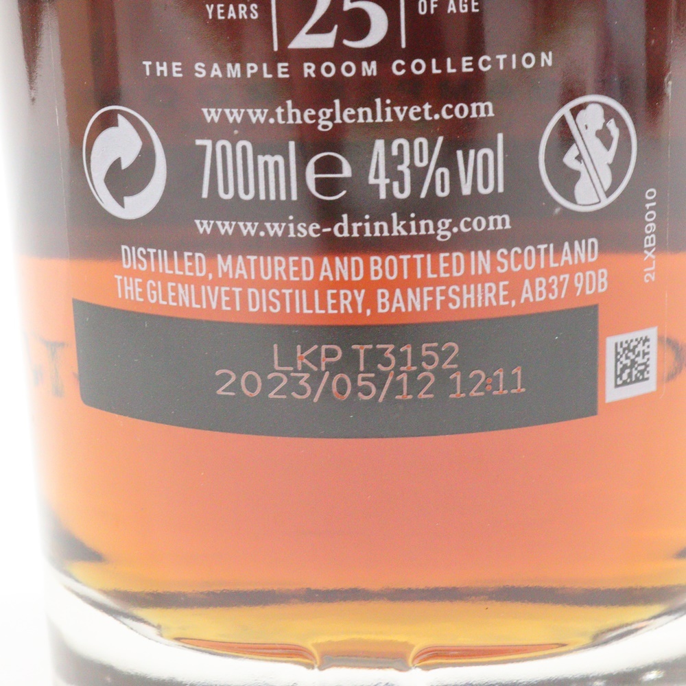  古酒 グレンリベット 25年 サンプルルームコレクション シングルモルト スコッチ ウイスキー 700ml 43% 未開栓 箱付 THE GLENLIVET の画像7