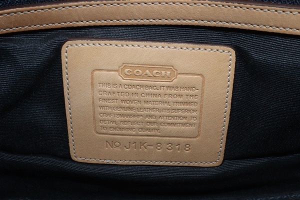  COACH コーチ デニム ハンドバッグ 8318 ワンショルダー レザー 肩掛け ミニバッグ ショルダーバッグ ネイビー の画像4